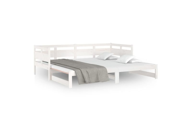 beBasic Uttrekkbar dagseng hvit heltre furu 2x(80x200) cm - Hvit - Møbler - Sofaer - Dagsenger