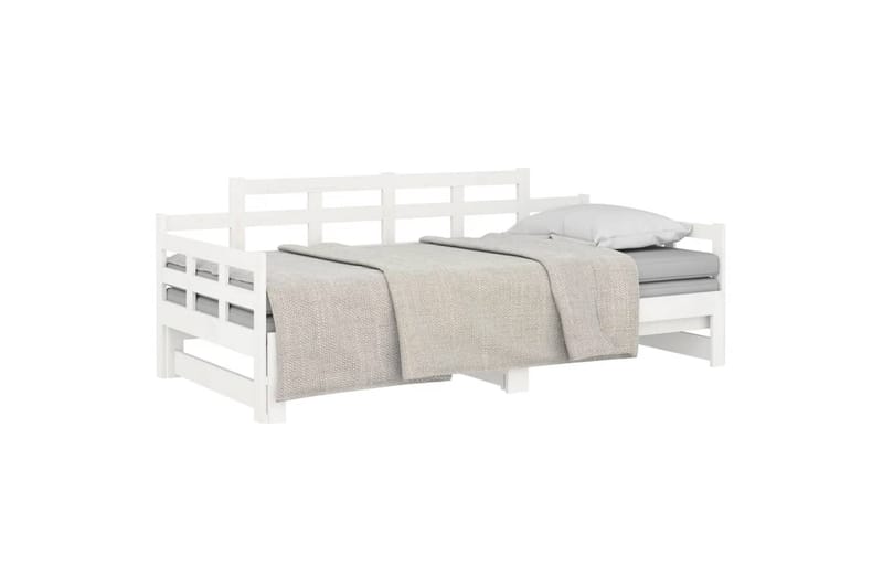beBasic Uttrekkbar dagseng hvit heltre furu 2x(80x200) cm - Hvit - Møbler - Sofaer - Dagsenger