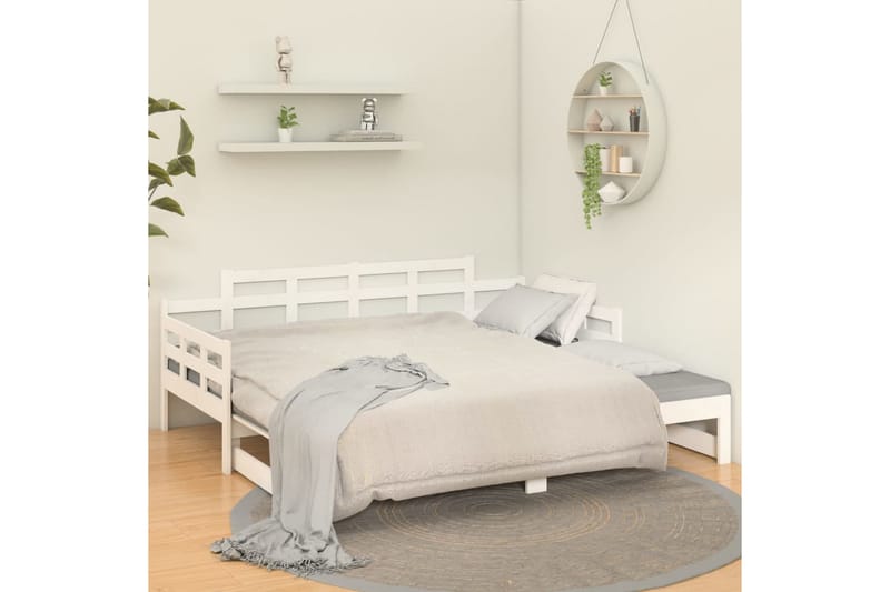 beBasic Uttrekkbar dagseng hvit heltre furu 2x(80x200) cm - Hvit - Møbler - Sofaer - Dagsenger