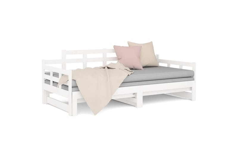 beBasic Uttrekkbar dagseng hvit heltre furu 2x(80x200) cm - Hvit - Møbler - Sofaer - Dagsenger