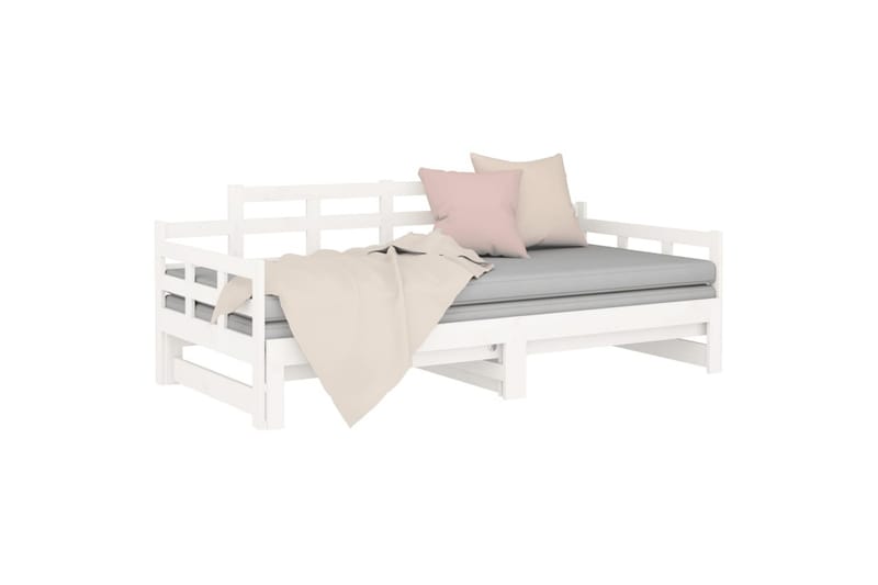 beBasic Uttrekkbar dagseng hvit heltre furu 2x(80x200) cm - Hvit - Møbler - Sofaer - Dagsenger