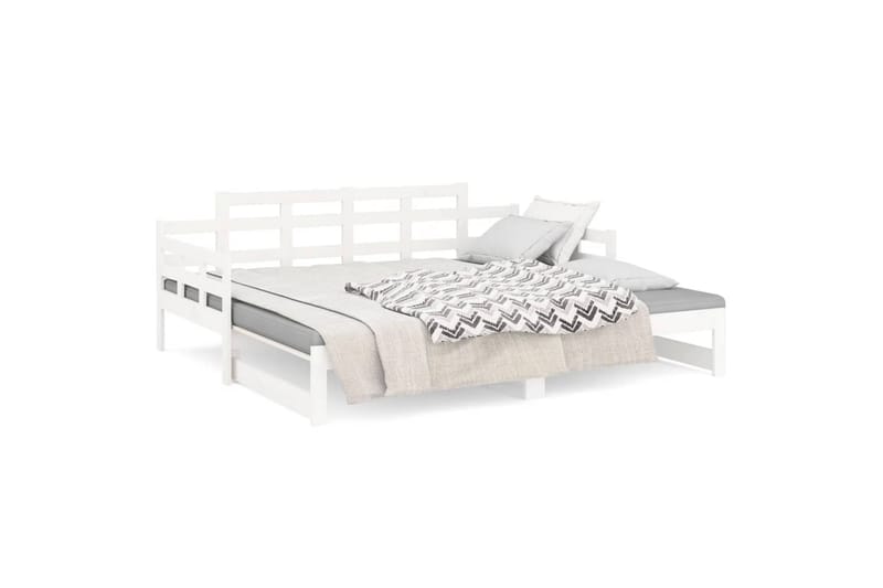 beBasic Uttrekkbar dagseng hvit heltre furu 2x(80x200) cm - Hvit - Sengeramme & sengestamme