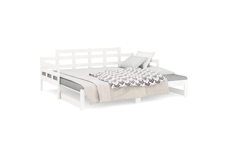 beBasic Uttrekkbar dagseng hvit heltre furu 2x(80x200) cm - Hvit - Møbler - Sofaer - Dagsenger