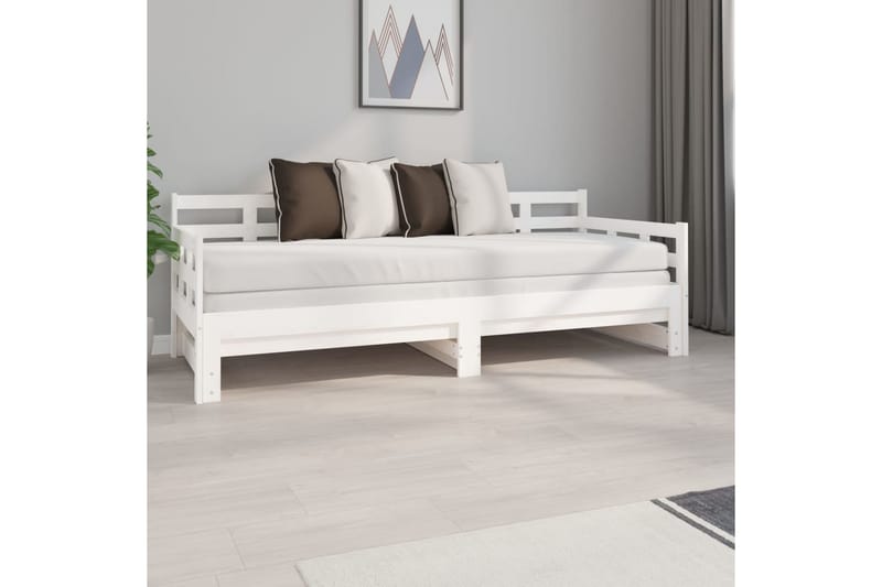 beBasic Uttrekkbar dagseng hvit heltre furu 2x(80x200) cm - Hvit - Møbler - Senger - Sengeramme & sengestamme