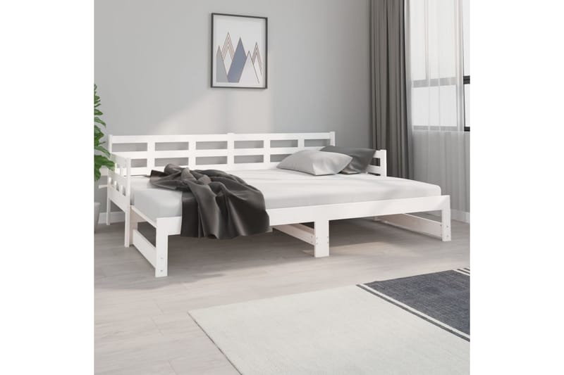 beBasic Uttrekkbar dagseng hvit heltre furu 2x(80x200) cm - Hvit - Møbler - Senger - Sengeramme & sengestamme