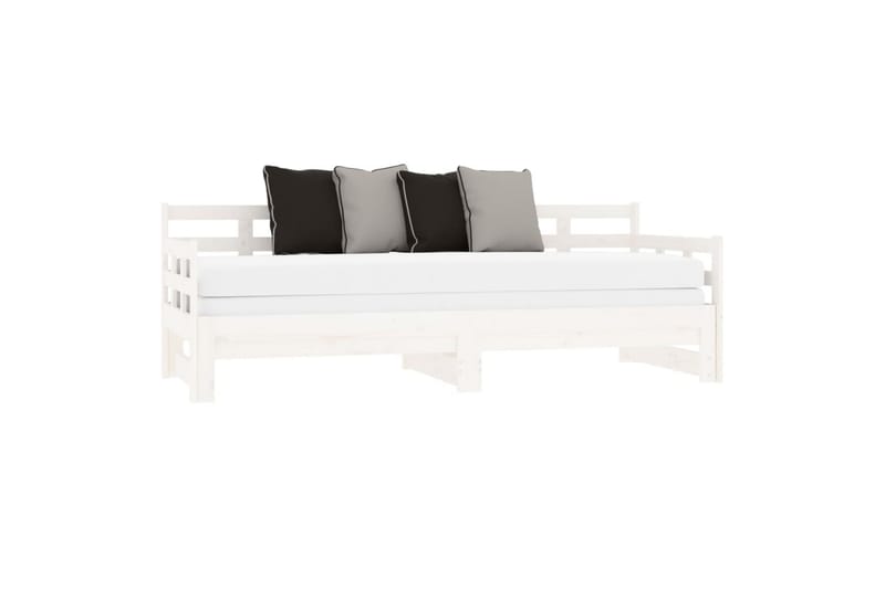 beBasic Uttrekkbar dagseng hvit heltre furu 2x(80x200) cm - Hvit - Møbler - Senger - Sengeramme & sengestamme