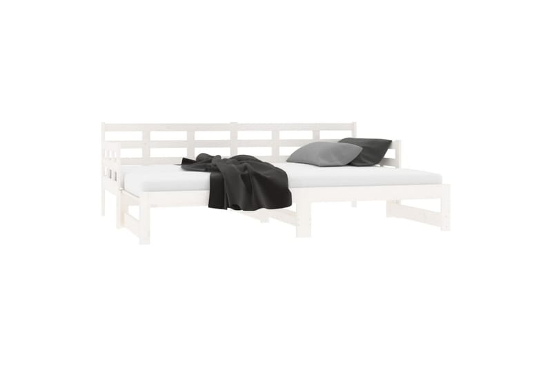 beBasic Uttrekkbar dagseng hvit heltre furu 2x(80x200) cm - Hvit - Møbler - Senger - Sengeramme & sengestamme