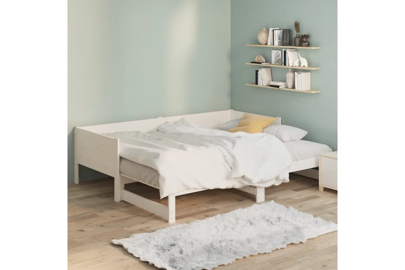 beBasic Uttrekkbar dagseng hvit heltre furu 2x(90x190) cm - Hvit - Møbler - Sofaer - Dagsenger