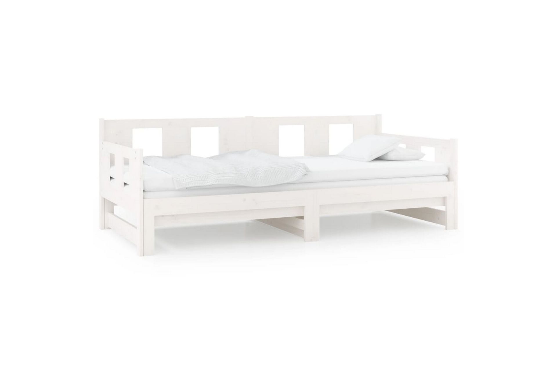 beBasic Uttrekkbar dagseng hvit heltre furu 2x(90x200) cm - Hvit - Møbler - Sofaer - Dagsenger