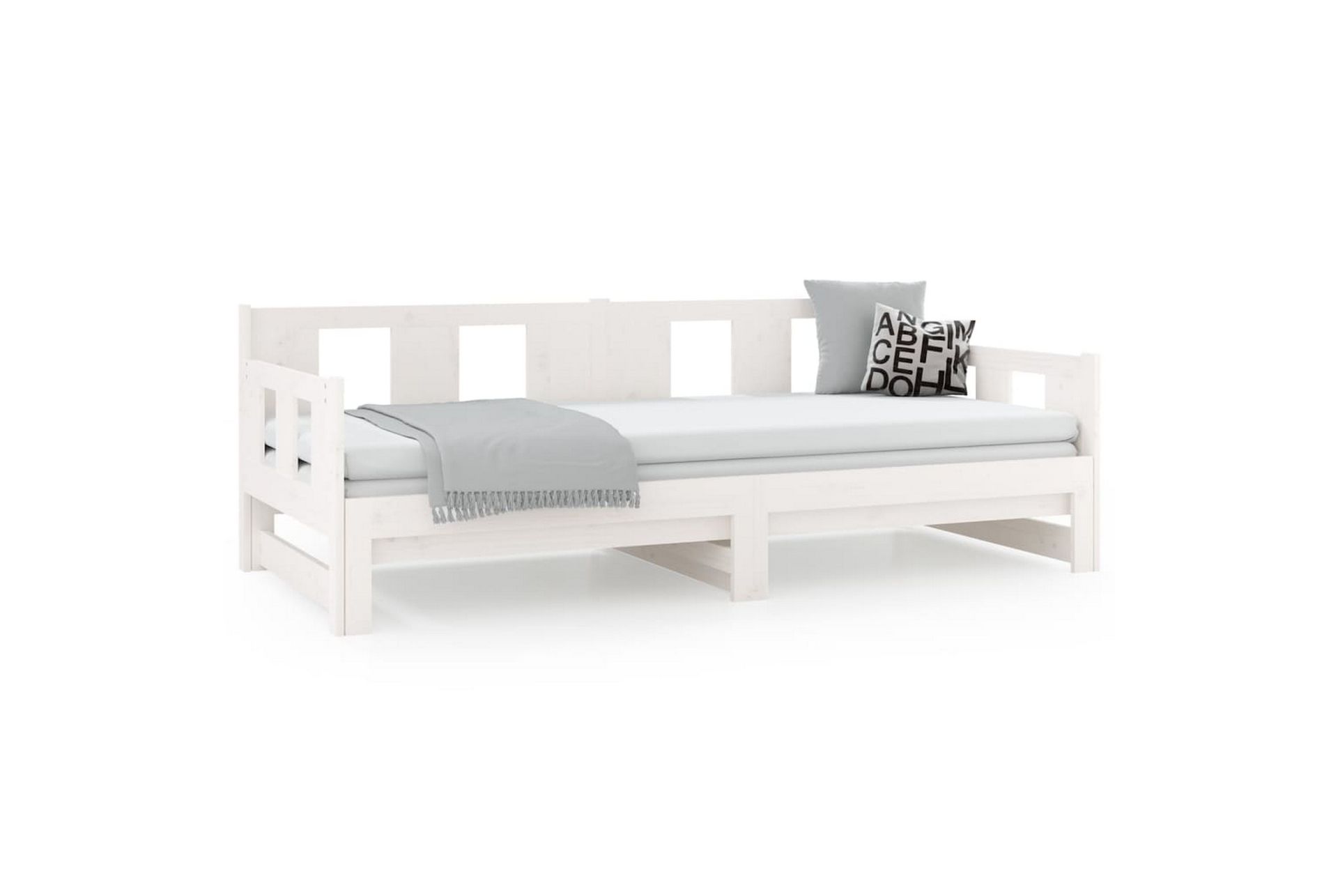 beBasic Uttrekkbar dagseng hvit heltre furu 2x(90x200) cm - Hvit - Møbler - Sofaer - Dagsenger