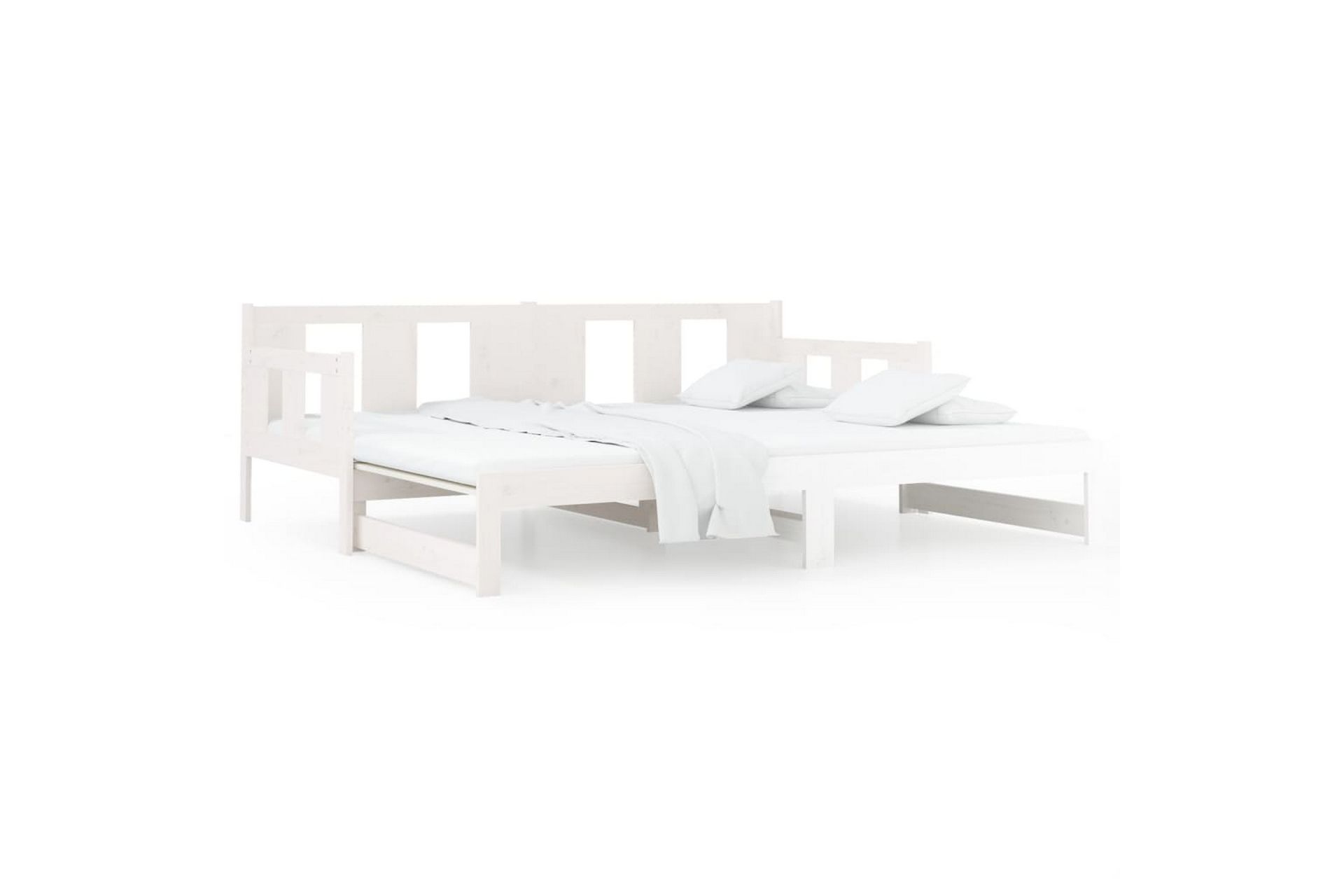 beBasic Uttrekkbar dagseng hvit heltre furu 2x(90x200) cm - Hvit - Møbler - Sofaer - Dagsenger