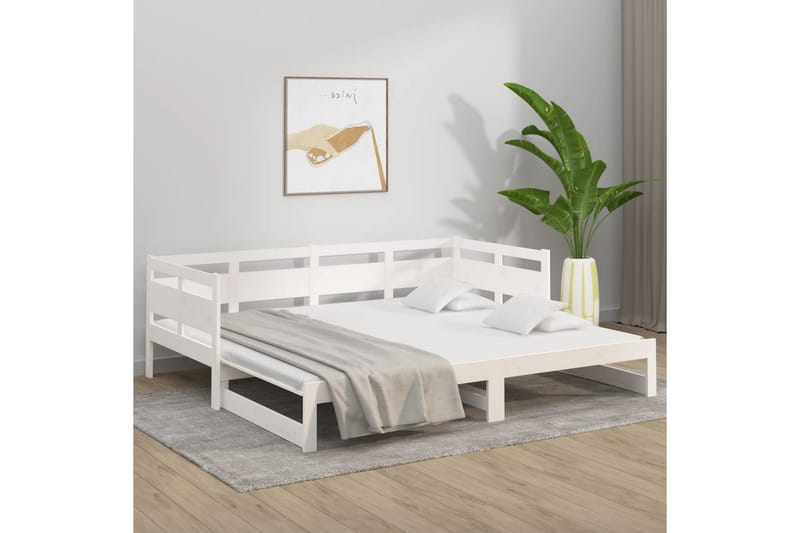 beBasic Uttrekkbar dagseng hvit heltre furu 2x(90x200) cm - Hvit - Møbler - Sofaer - Dagsenger