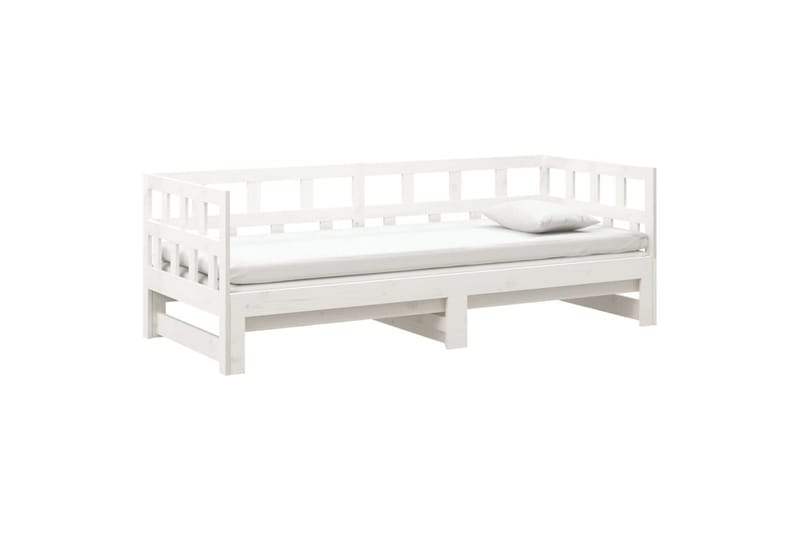 beBasic Uttrekkbar dagseng hvit heltre furu 2x(90x200) cm - Hvit - Møbler - Sofaer - Dagsenger