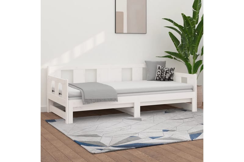 beBasic Uttrekkbar dagseng hvit heltre furu 2x(90x200) cm - Hvit - Møbler - Sofaer - Dagsenger