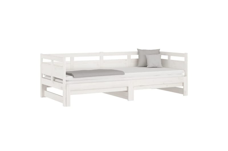 beBasic Uttrekkbar dagseng hvit heltre furu 2x(90x200) cm - Hvit - Møbler - Sofaer - Dagsenger