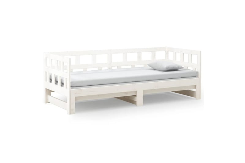 beBasic Uttrekkbar dagseng hvit heltre furu 2x(90x200) cm - Hvit - Møbler - Sofaer - Dagsenger