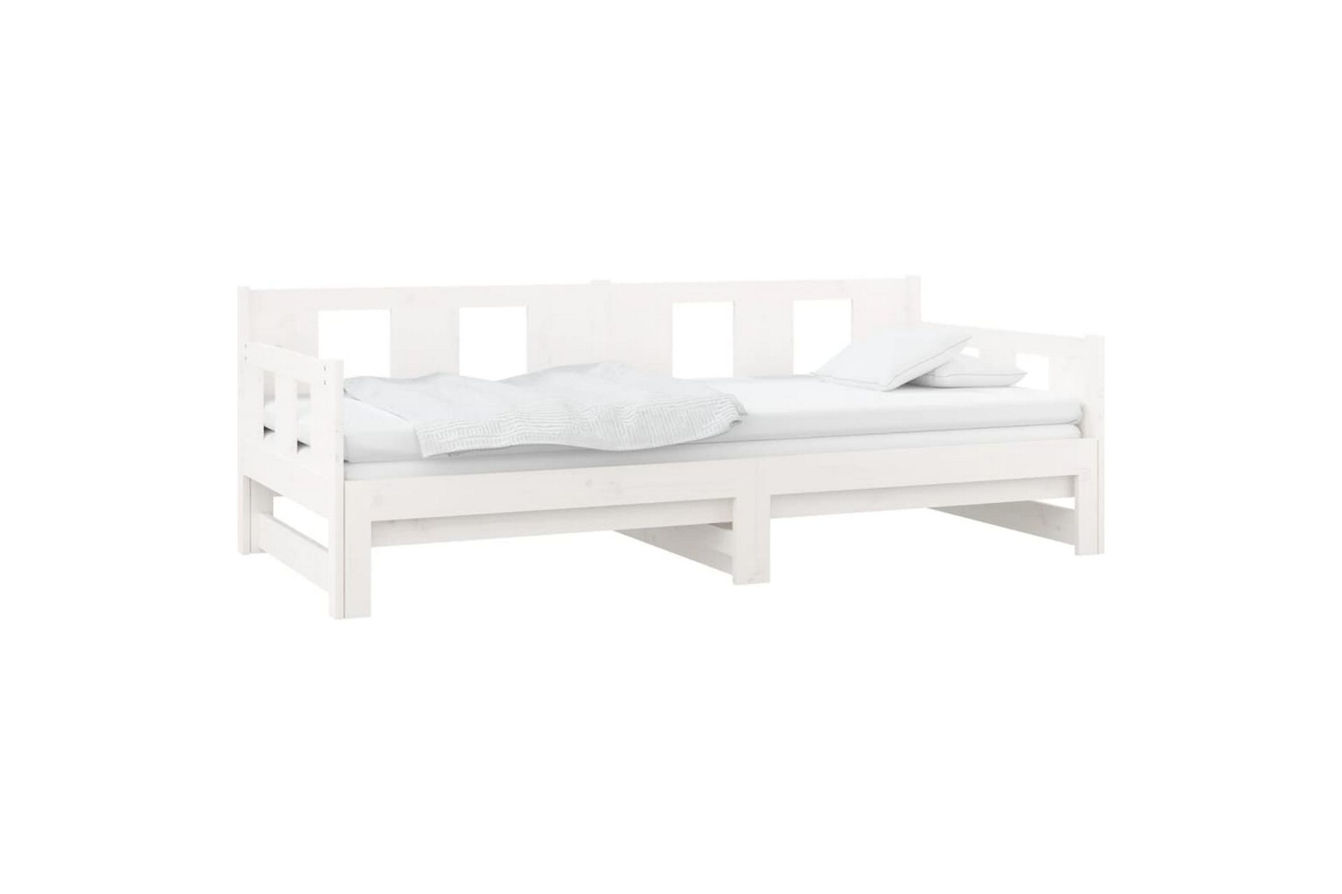 beBasic Uttrekkbar dagseng hvit heltre furu 2x(90x200) cm - Hvit - Møbler - Sofaer - Dagsenger