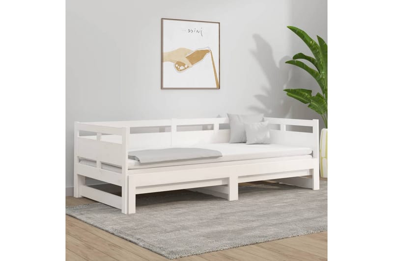 beBasic Uttrekkbar dagseng hvit heltre furu 2x(90x200) cm - Hvit - Møbler - Sofaer - Dagsenger