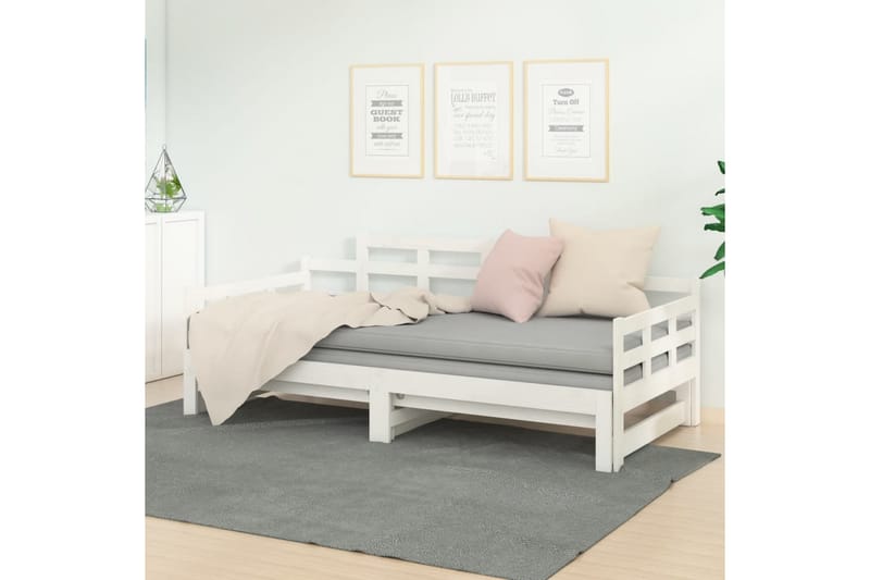 beBasic Uttrekkbar dagseng hvit heltre furu 2x(90x200) cm - Hvit - Møbler - Sofaer - Dagsenger