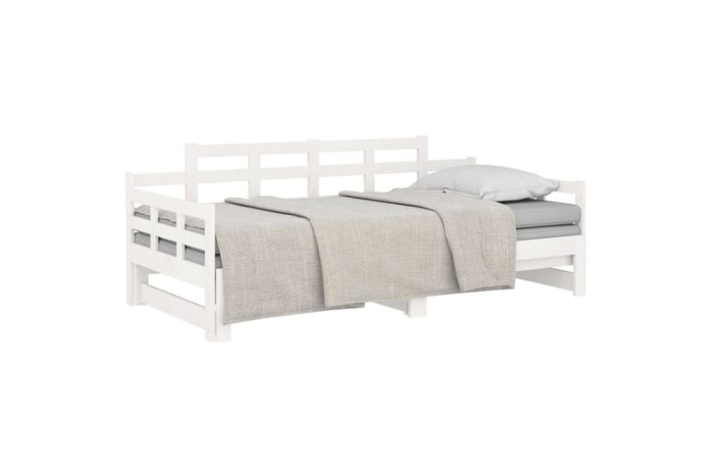 beBasic Uttrekkbar dagseng hvit heltre furu 2x(90x200) cm - Hvit - Møbler - Sofaer - Dagsenger