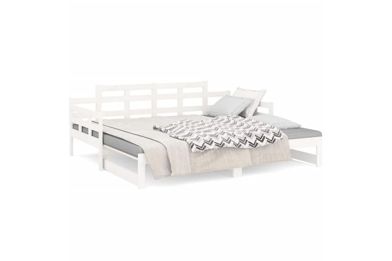 beBasic Uttrekkbar dagseng hvit heltre furu 2x(90x200) cm - Hvit - Møbler - Sofaer - Dagsenger
