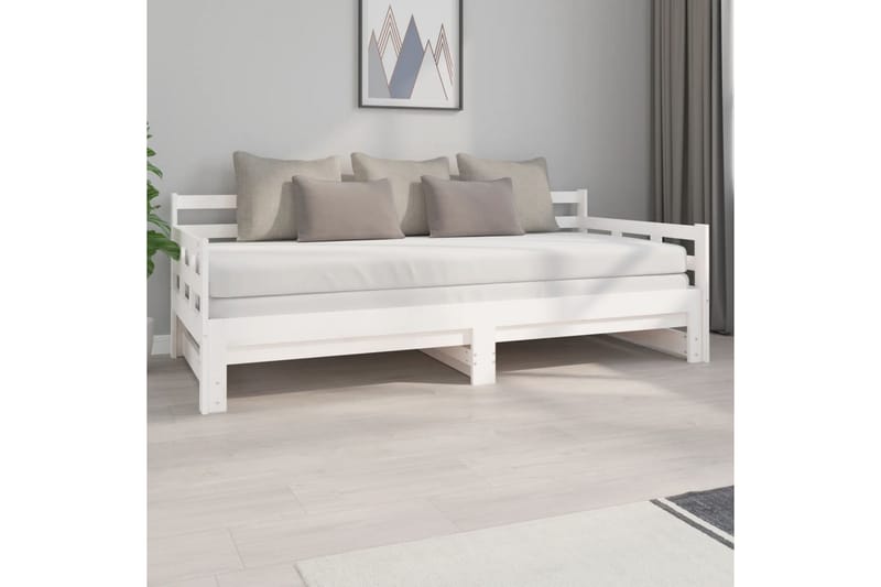 beBasic Uttrekkbar dagseng hvit heltre furu 2x(90x200) cm - Hvit - Møbler - Senger - Sengeramme & sengestamme