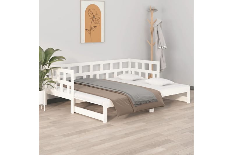 beBasic Uttrekkbar dagseng hvit heltre furu 2x(90x200) cm - Hvit - Møbler - Sofaer - Dagsenger
