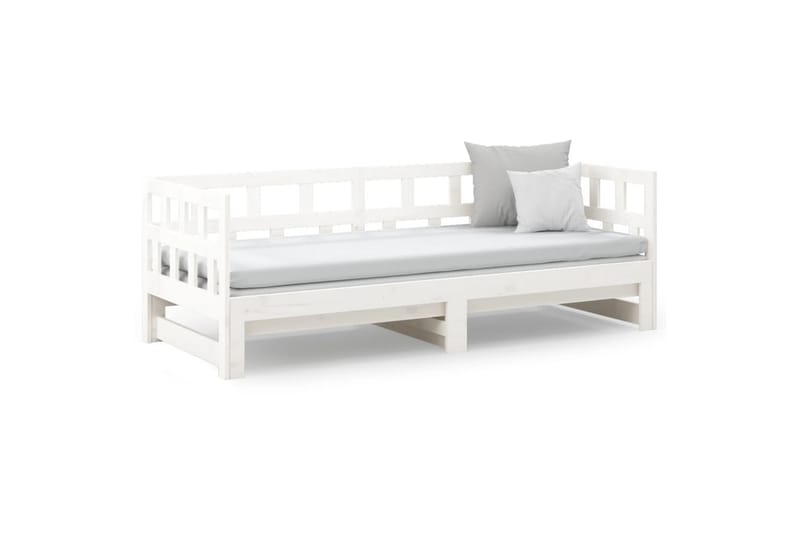 beBasic Uttrekkbar dagseng hvit heltre furu 2x(90x200) cm - Hvit - Møbler - Sofaer - Dagsenger