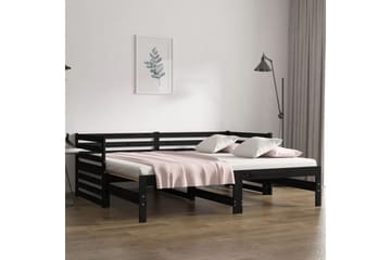 beBasic Uttrekkbar dagseng svart 2x(80x200) cm heltre furu - Svart - Møbler - Senger - Sengeramme & sengestamme