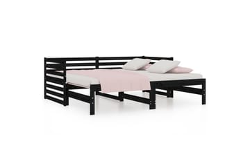 beBasic Uttrekkbar dagseng svart 2x(80x200) cm heltre furu - Svart - Møbler - Senger - Sengeramme & sengestamme