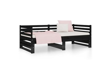 beBasic Uttrekkbar dagseng svart 2x(80x200) cm heltre furu - Svart - Møbler - Senger - Sengeramme & sengestamme