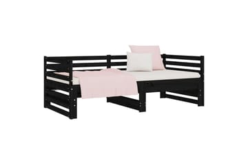 beBasic Uttrekkbar dagseng svart 2x(80x200) cm heltre furu - Svart - Møbler - Senger - Sengeramme & sengestamme