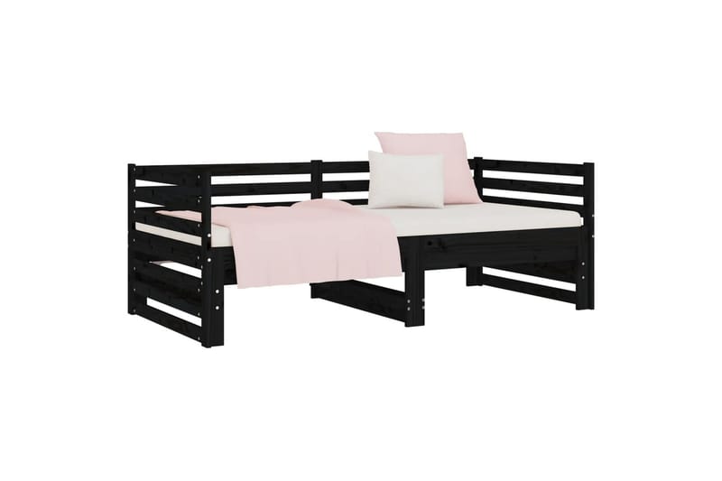 beBasic Uttrekkbar dagseng svart 2x(80x200) cm heltre furu - Svart - Møbler - Senger - Sengeramme & sengestamme