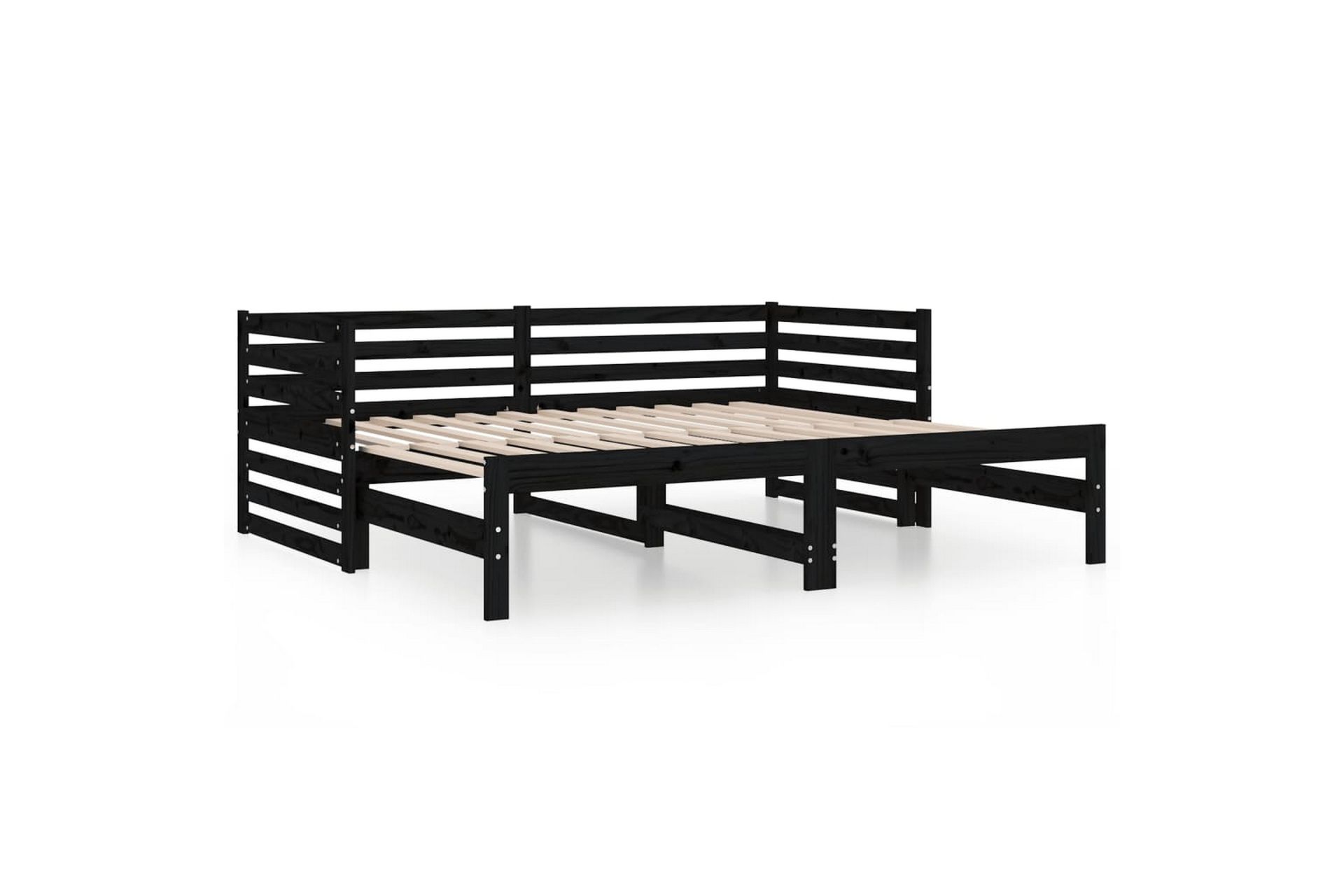 beBasic Uttrekkbar dagseng svart 2x(80x200) cm heltre furu - Svart - Møbler - Senger - Sengeramme & sengestamme