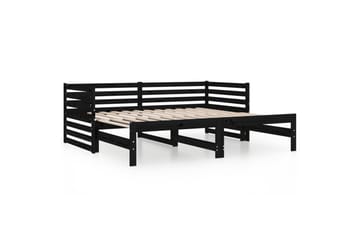 beBasic Uttrekkbar dagseng svart 2x(80x200) cm heltre furu - Svart - Møbler - Senger - Sengeramme & sengestamme