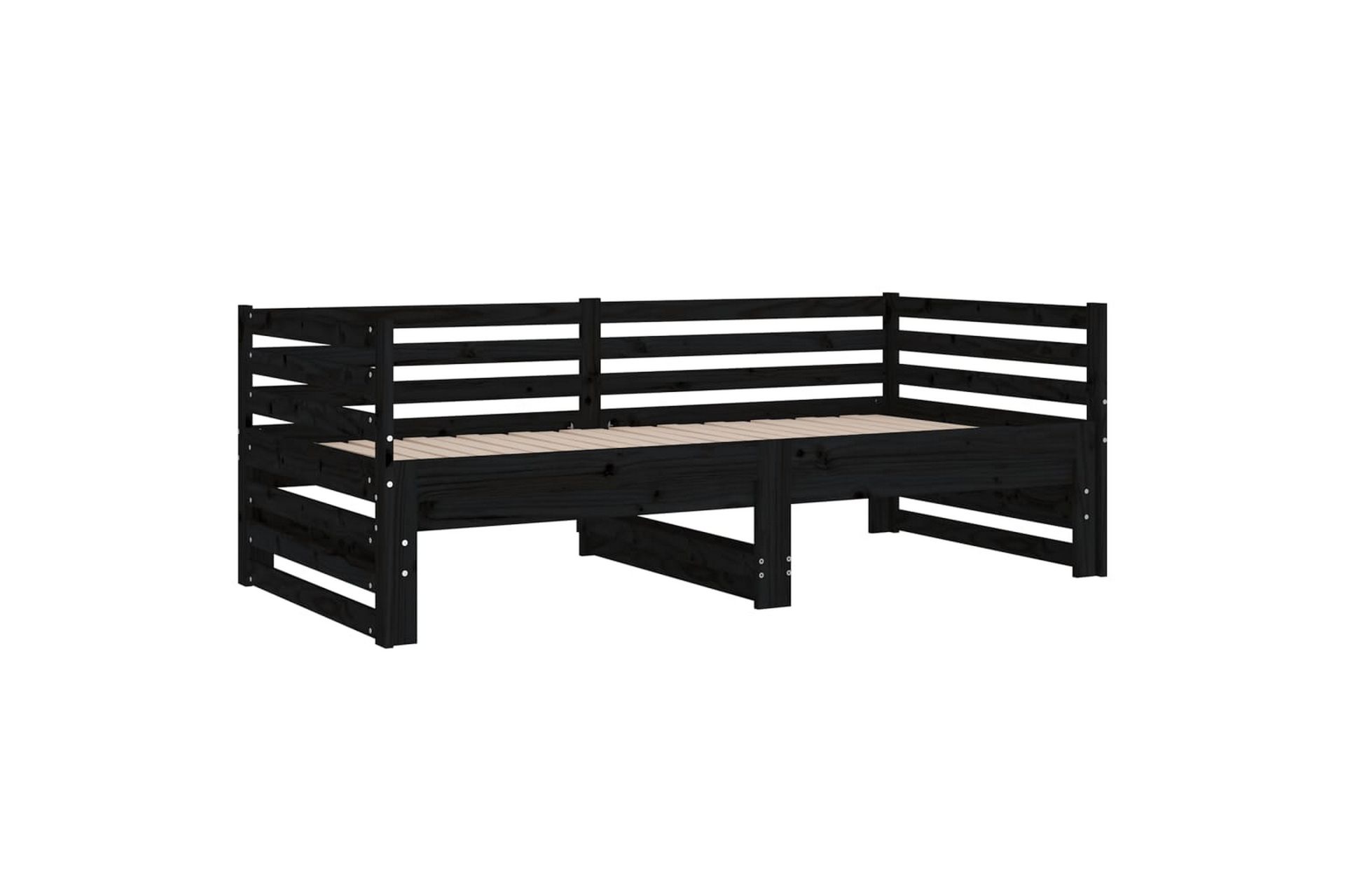 beBasic Uttrekkbar dagseng svart 2x(80x200) cm heltre furu - Svart - Møbler - Senger - Sengeramme & sengestamme
