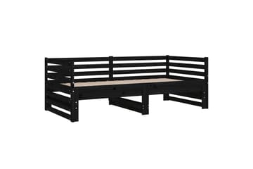 beBasic Uttrekkbar dagseng svart 2x(80x200) cm heltre furu - Svart - Møbler - Senger - Sengeramme & sengestamme