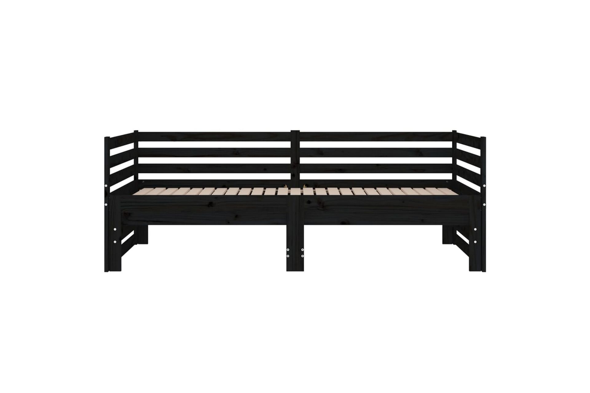 beBasic Uttrekkbar dagseng svart 2x(80x200) cm heltre furu - Svart - Møbler - Senger - Sengeramme & sengestamme