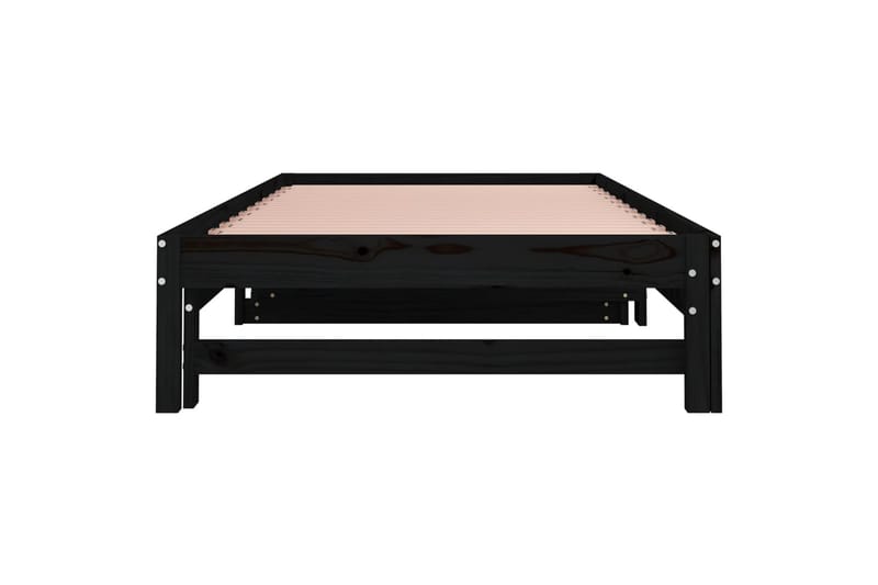 beBasic Uttrekkbar dagseng svart 2x(90x190) cm heltre furu - Svart - Sengeramme & sengestamme