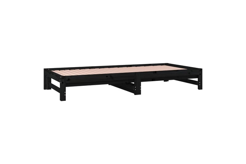 beBasic Uttrekkbar dagseng svart 2x(90x200) cm heltre furu - Svart - Sengeramme & sengestamme