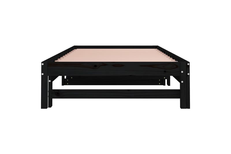 beBasic Uttrekkbar dagseng svart 2x(90x200) cm heltre furu - Svart - Sengeramme & sengestamme