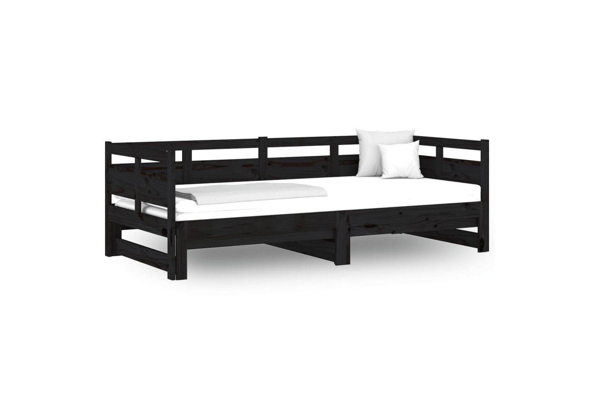 beBasic Uttrekkbar dagseng svart heltre furu 2x(80x200) cm - Svart - Møbler - Sofaer - Dagsenger