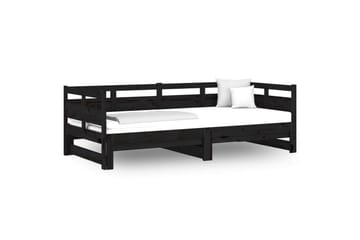 beBasic Uttrekkbar dagseng svart heltre furu 2x(80x200) cm - Svart - Møbler - Sofaer - Dagsenger