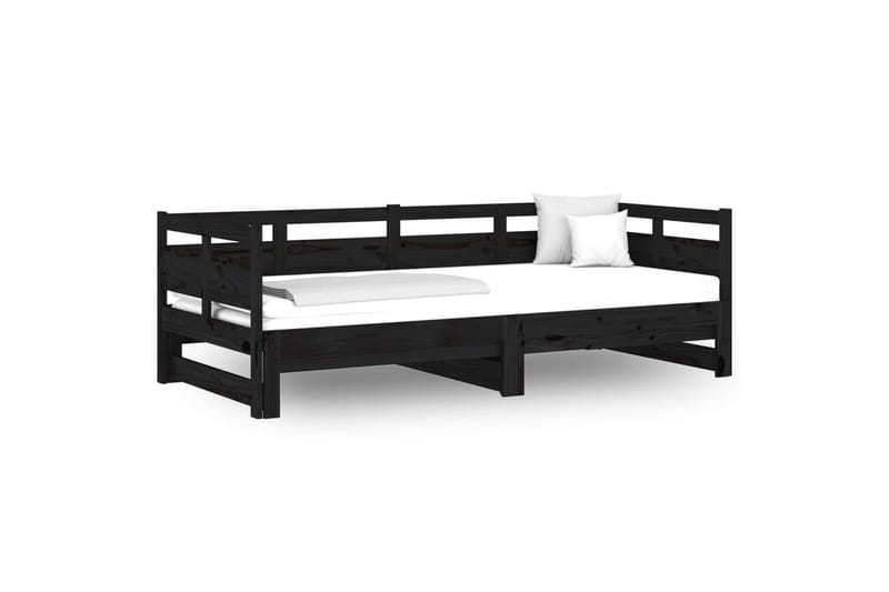 beBasic Uttrekkbar dagseng svart heltre furu 2x(80x200) cm - Svart - Møbler - Sofaer - Dagsenger