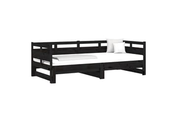 beBasic Uttrekkbar dagseng svart heltre furu 2x(80x200) cm - Svart - Møbler - Sofaer - Dagsenger