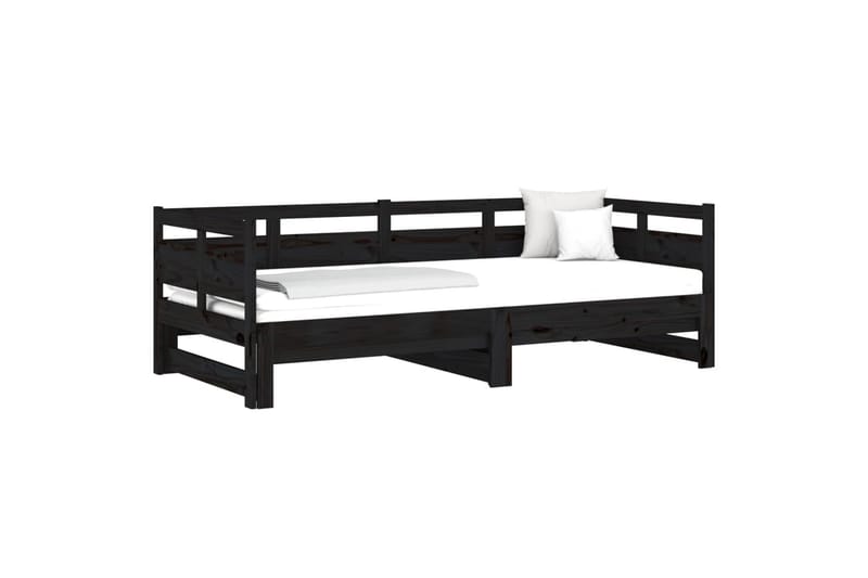 beBasic Uttrekkbar dagseng svart heltre furu 2x(80x200) cm - Svart - Møbler - Sofaer - Dagsenger