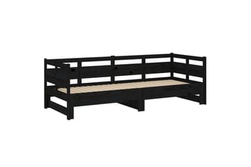 beBasic Uttrekkbar dagseng svart heltre furu 2x(80x200) cm - Svart - Møbler - Sofaer - Dagsenger