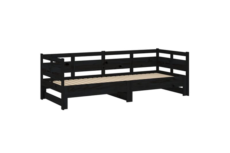 beBasic Uttrekkbar dagseng svart heltre furu 2x(80x200) cm - Svart - Møbler - Sofaer - Dagsenger