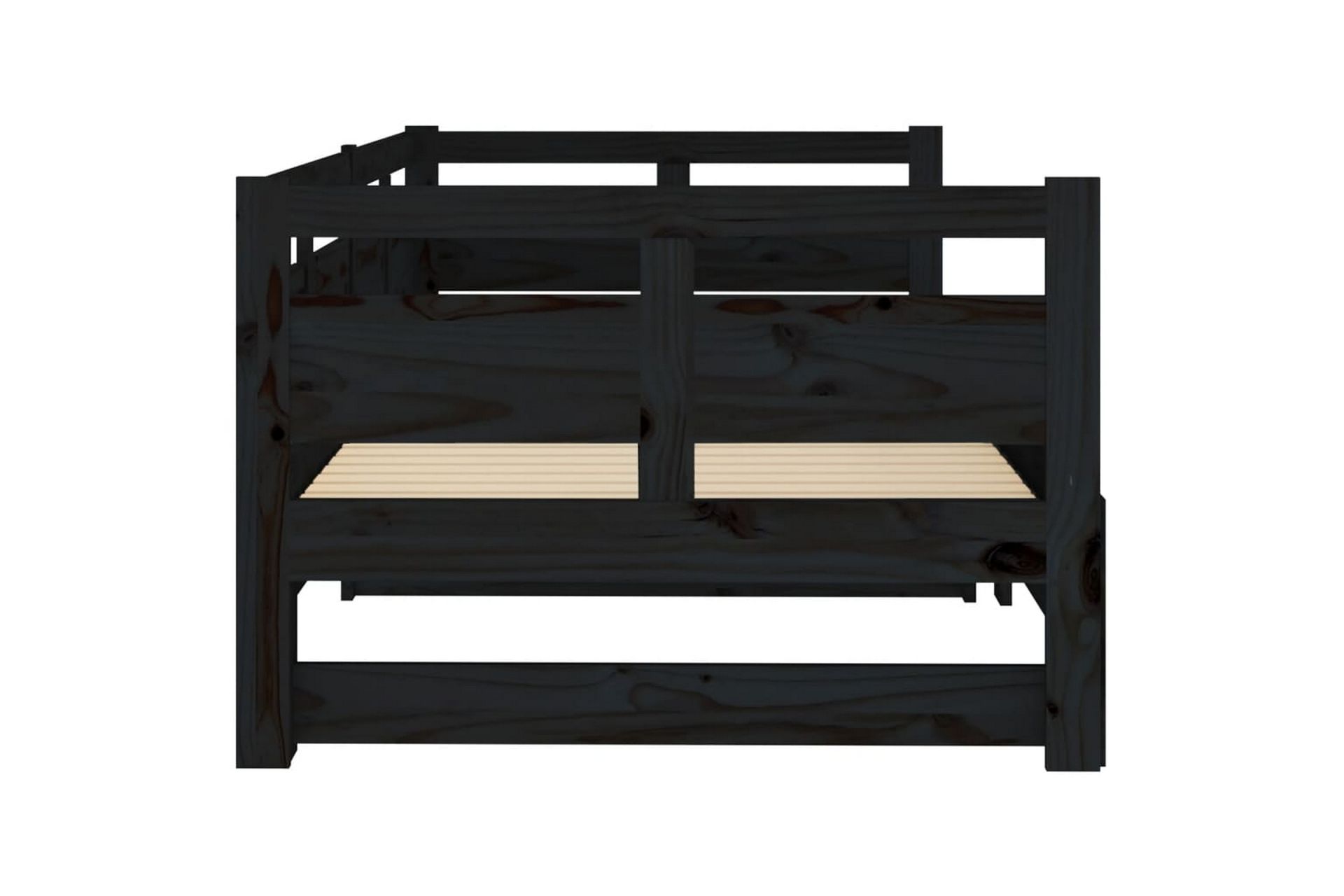 beBasic Uttrekkbar dagseng svart heltre furu 2x(80x200) cm - Svart - Møbler - Sofaer - Dagsenger