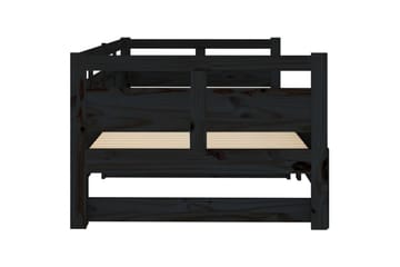 beBasic Uttrekkbar dagseng svart heltre furu 2x(80x200) cm - Svart - Møbler - Sofaer - Dagsenger